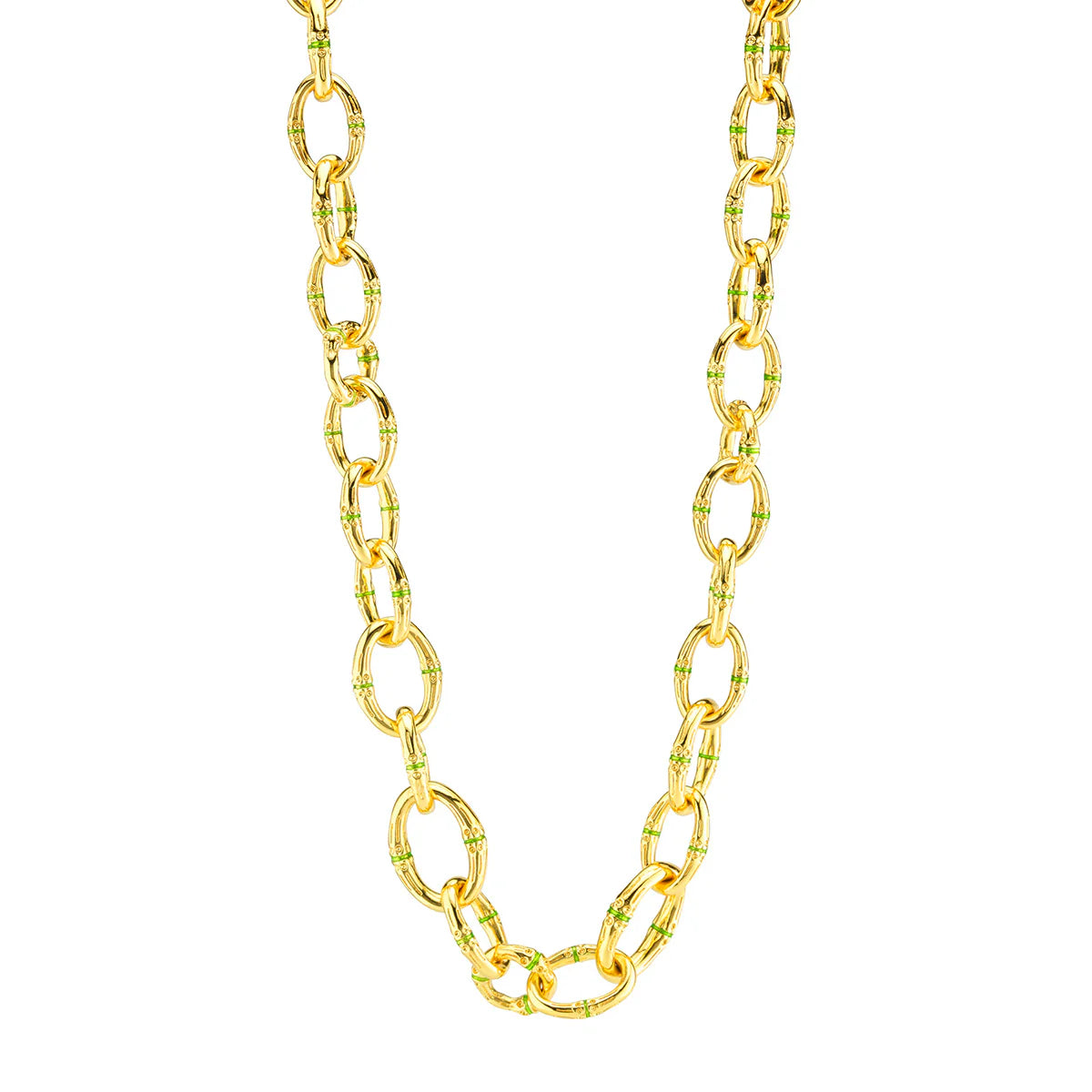 NECKLACE BANGKOK BAMBOO LINK GOLD/GREEN