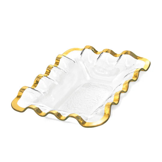 RUFFLED BREAD BASKET IN GOLD