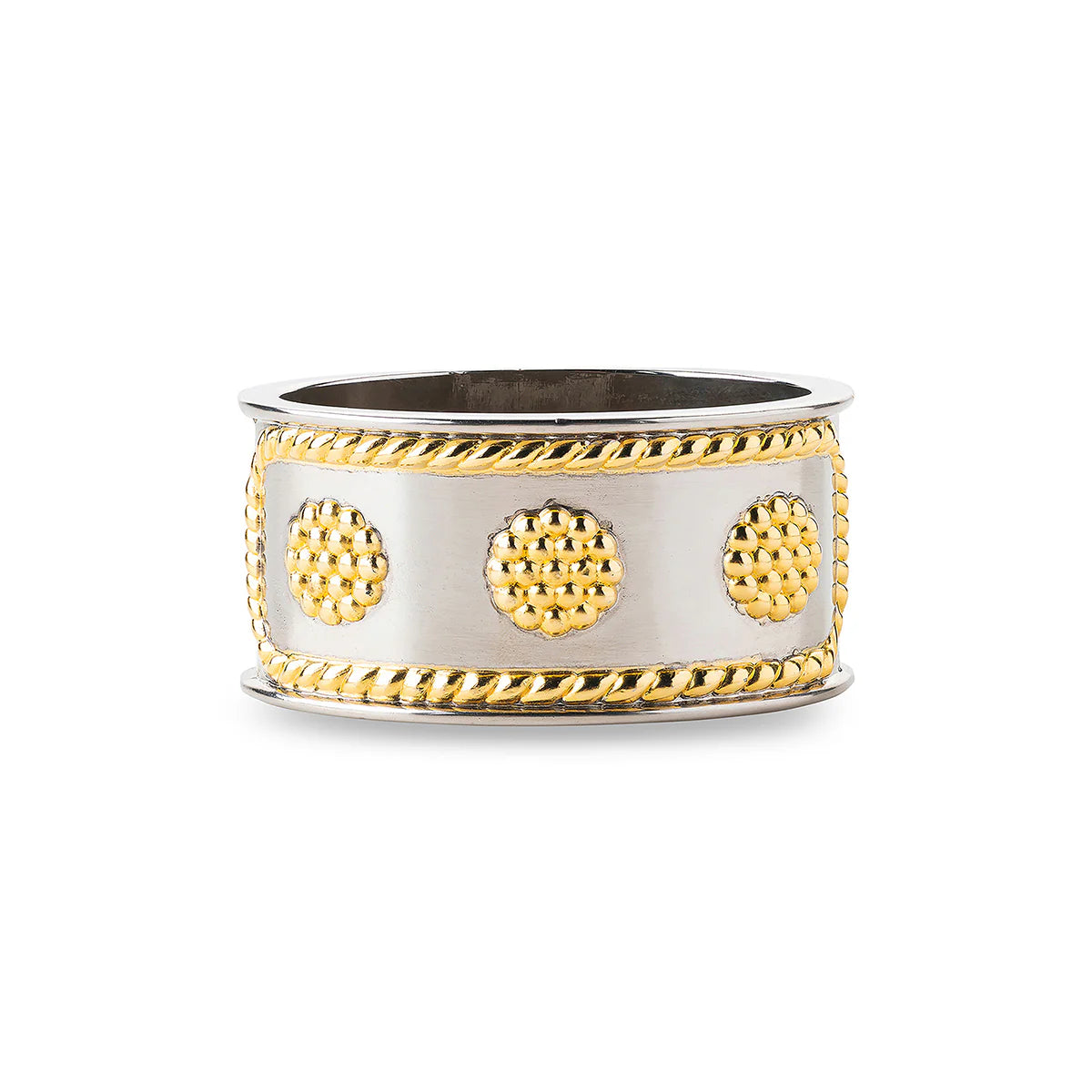 BERRY/THREAD GOLD AND SILVER NAPKIN RINGS S/4
