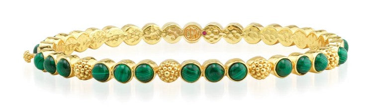 BERRY GEM PETITE HINGED MALACHITE BANGLE