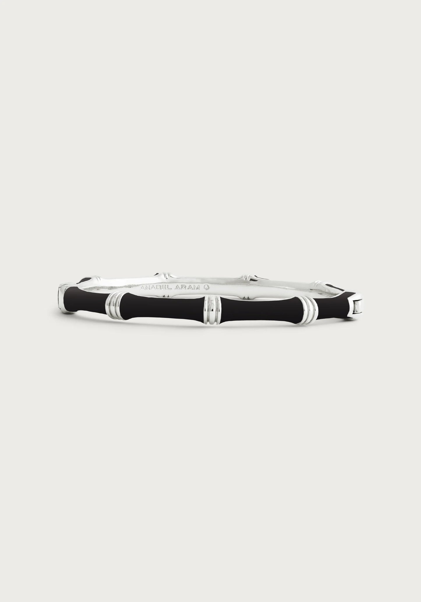 BAMBOO SILVER NAVY HINGED BANGLE