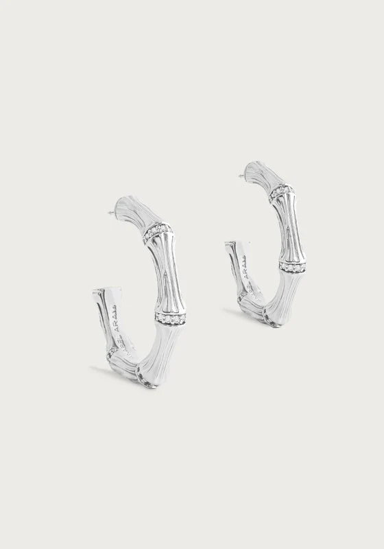 BAMBOO MED.HOOP EARRINGS STERLING SILVER