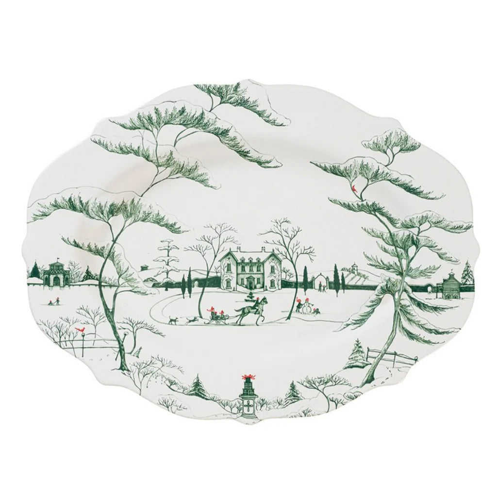 WINTER FROLIC EVERGREEN PLATTER 18"