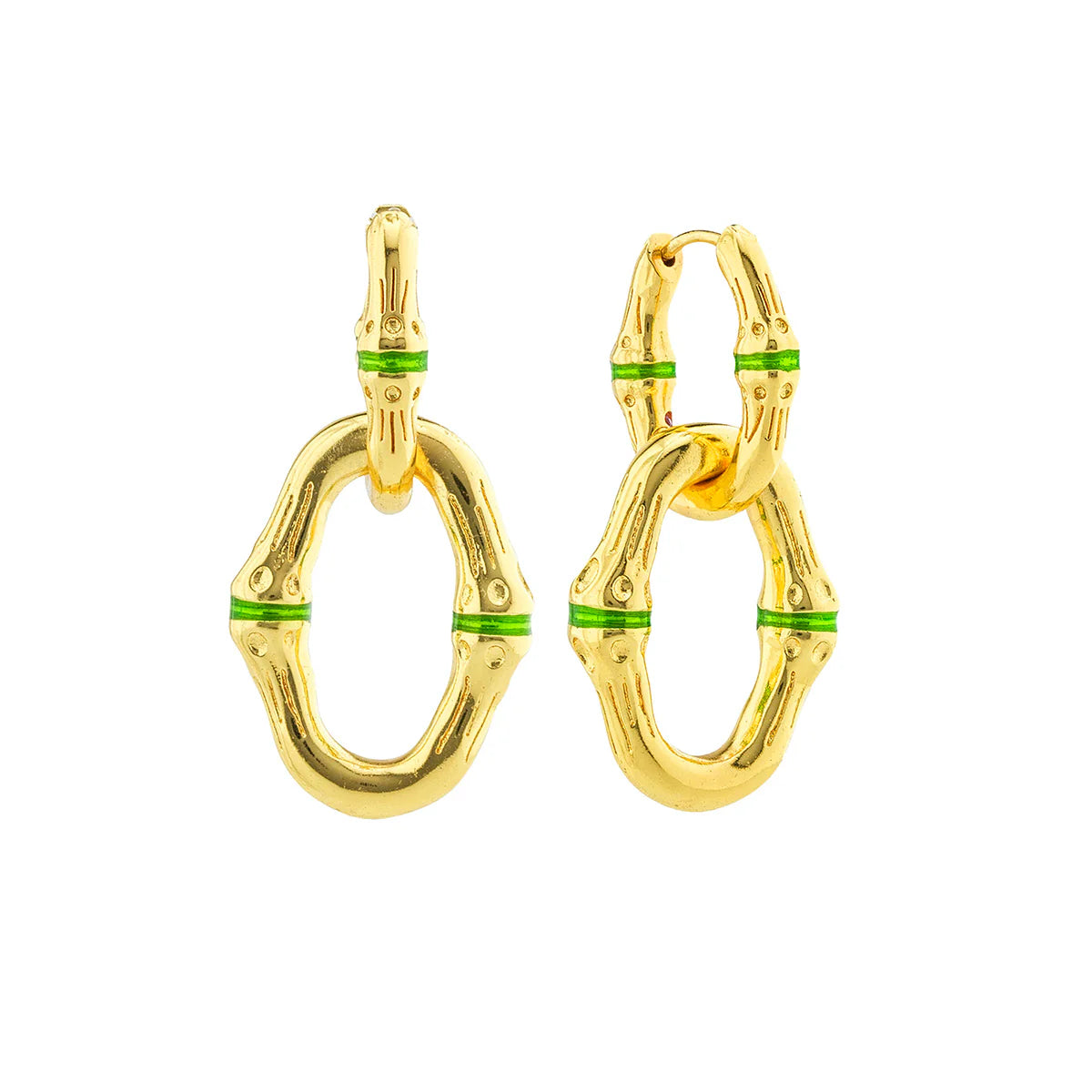 EARRINGS BANGKOK BAMBOO GOLD/GRN