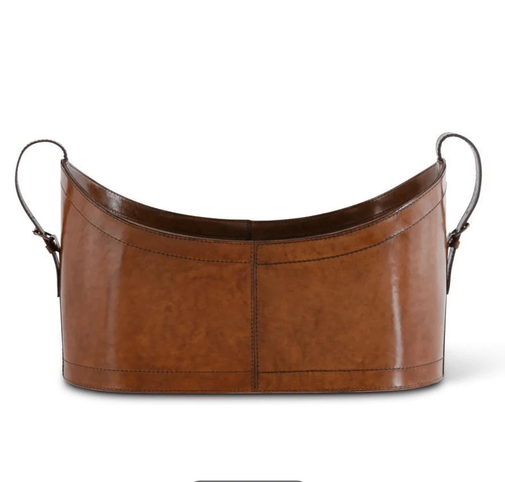 LEATHER OVAL BASKET