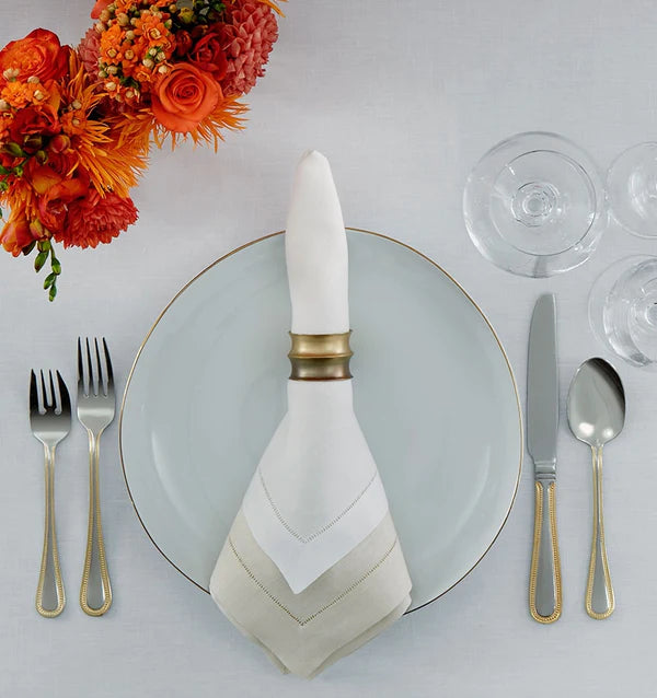 NAPKIN 22" LINEN HEMSTITCH WHITE