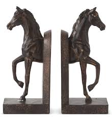 BOOKENDS BRONZE PRANCING HORSES