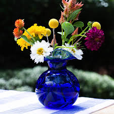 HIBISCUS COBALT GLASS BUD VASE