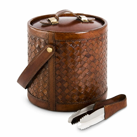 ICE BUCKET LEATHER BASKETWEAVE