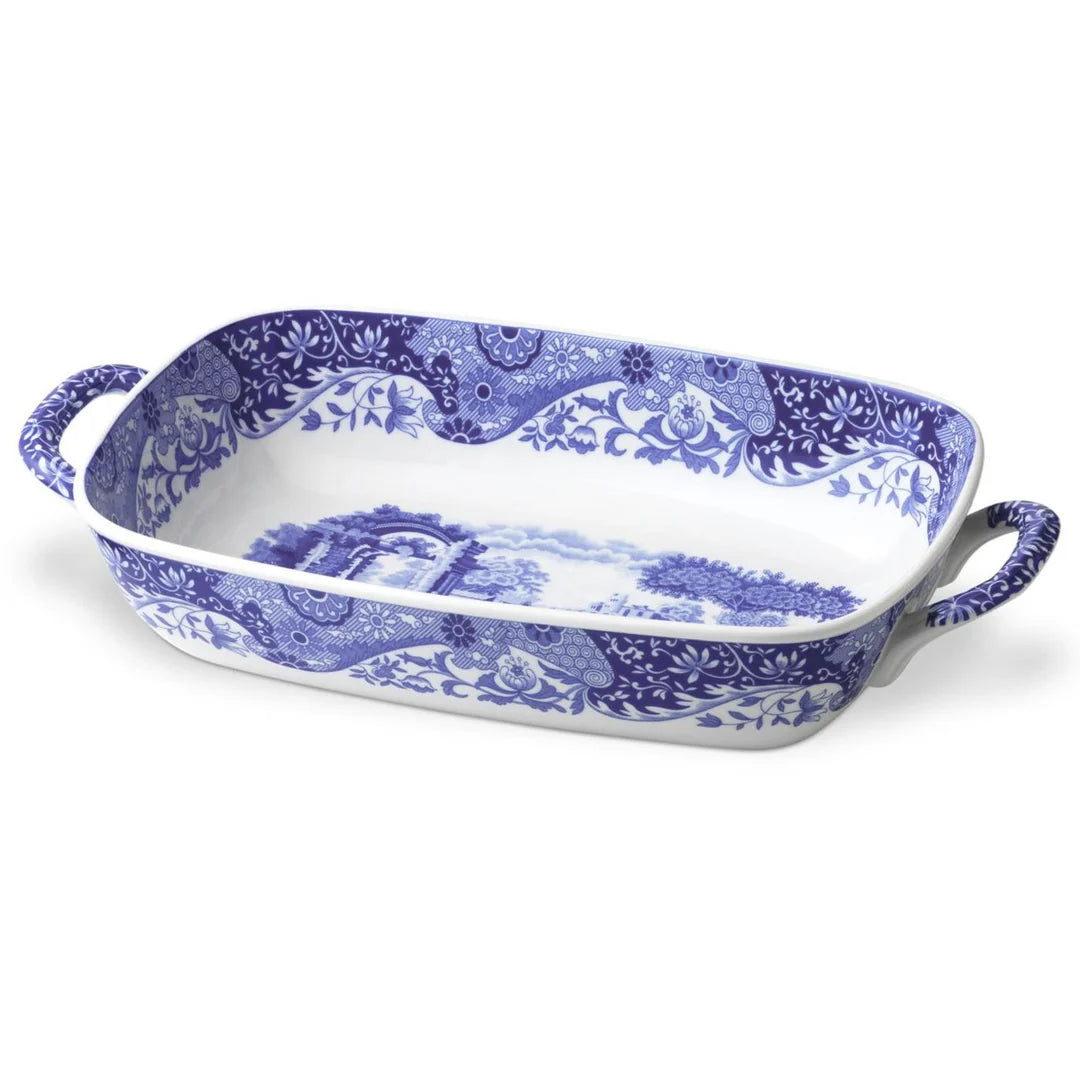 BLUE ITALIAN HANDLED SERVING DISH