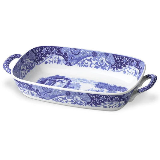 BLUE ITALIAN HANDLED SERVING DISH