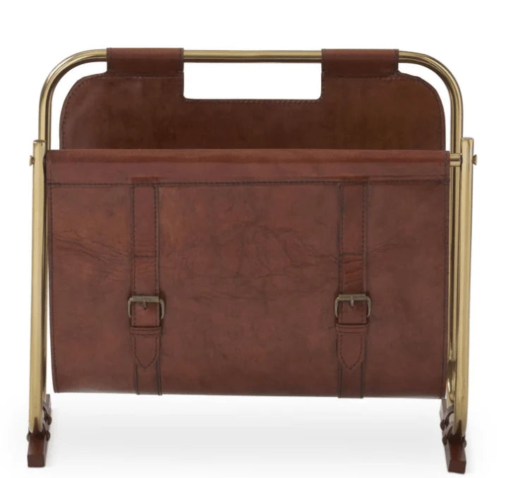 LEATHER MAGAZINE RACK