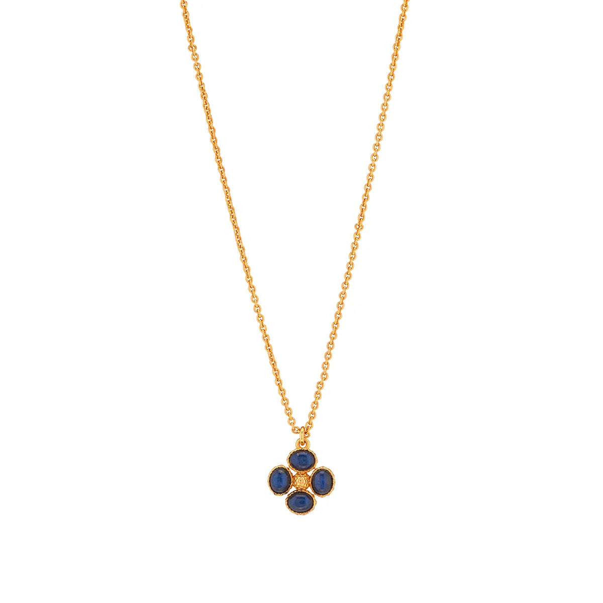 BERRY CLOVER DOUBLE SIDED CHARM NECKLACE BLUE