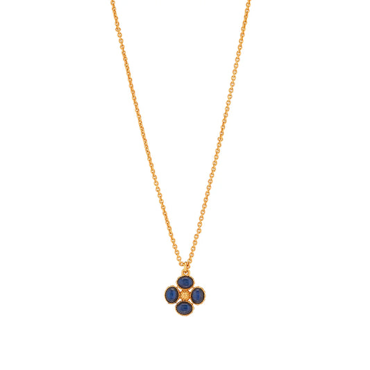 BERRY CLOVER DOUBLE SIDED CHARM NECKLACE BLUE