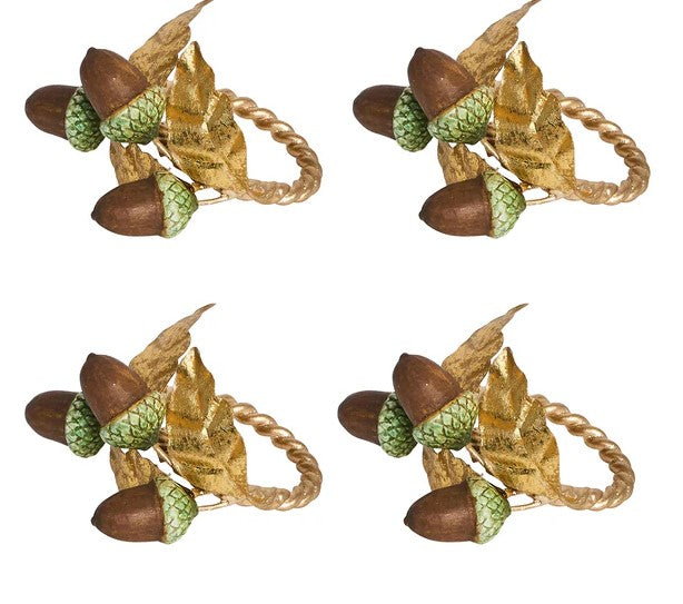 FOREST WALK SET/ 4 ACORN NAPKIN RING