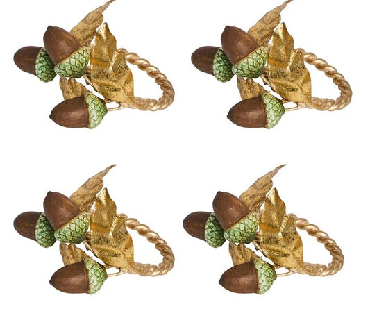 FOREST WALK SET/ 4 ACORN NAPKIN RING