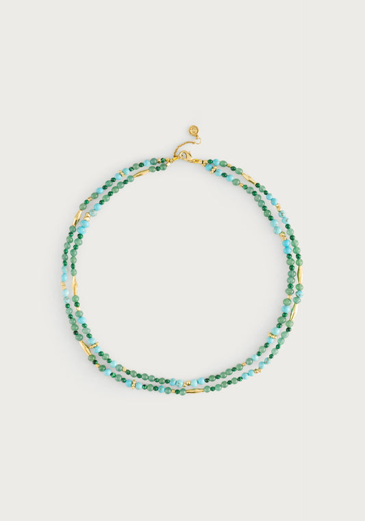 MILOS BEADED 2 STRAND NECKLACE-TURQ.
