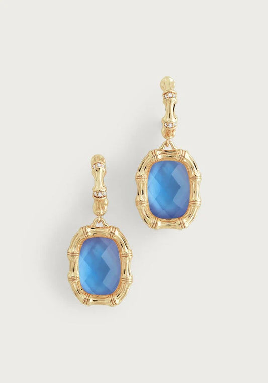 EARRING BAMBOO W/BLUE DROP