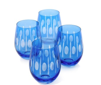 BLUE SET/4 STEMLESS WINES