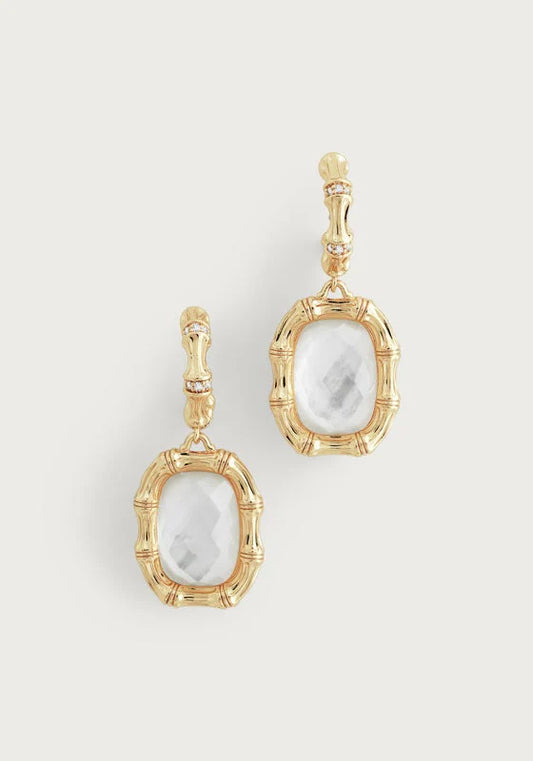 EARRINGS BAMBOO W/MOP DROP