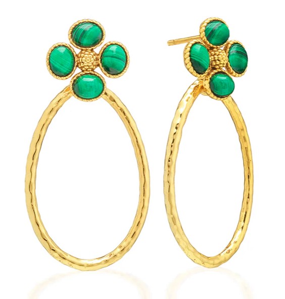 BERRY CLOVER MALACHITE TEARDROP EARRING