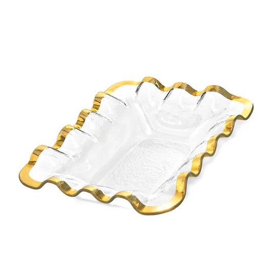 RUFFLED BREAD BASKET IN GOLD