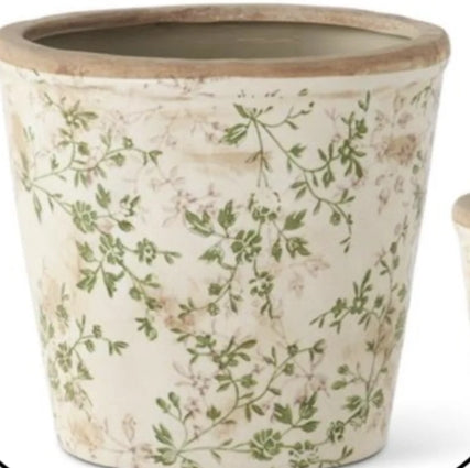 CREAM & GREEN POT - LG