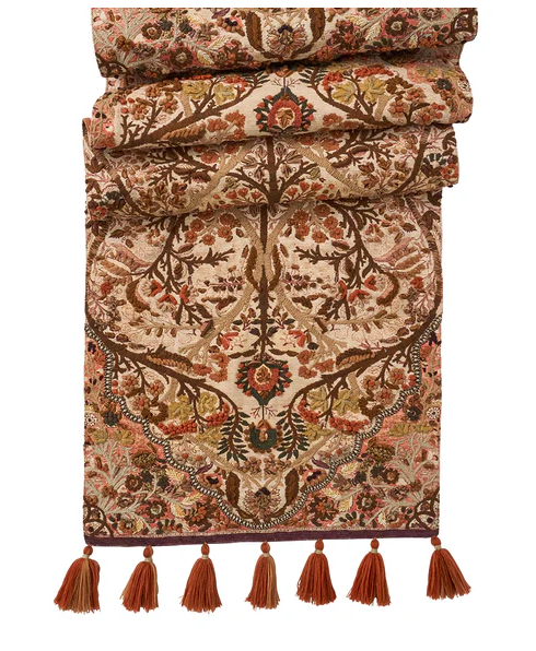 WILLA EMBROIDERED TABLE RUNNER  18" X 90"