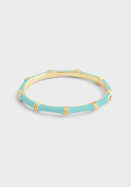 BAMBOO ENAMEL HINGED BANGLE-TURQ