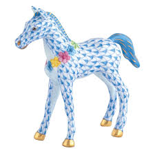 FOAL W/FLOWERS BLUE