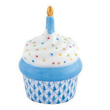 CUPCAKE W/CANDLE BLUE