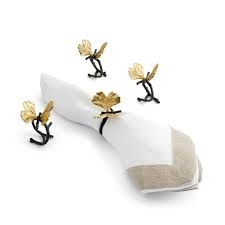 BUTTERFLY GINKGO NAPKIN RINGS SET/4