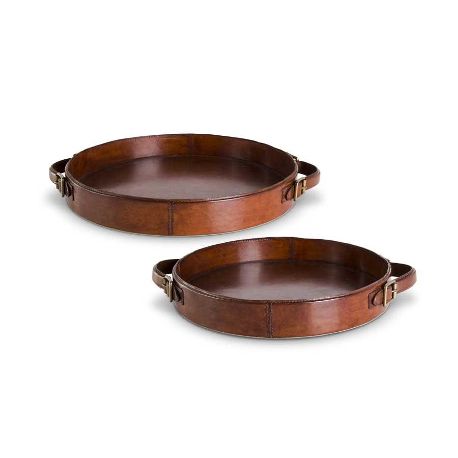RD. LEATHER TRAY LG. W/BRASS BUCKLE